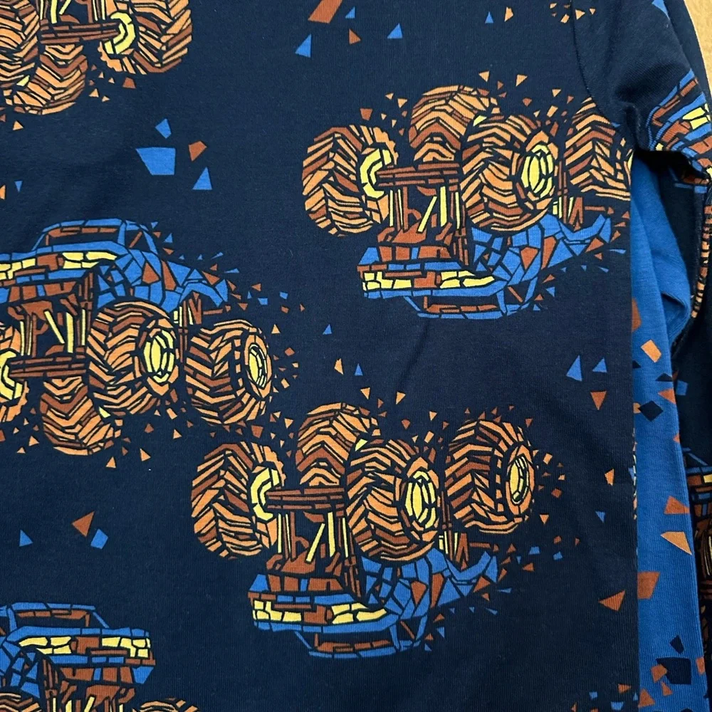 4 piece set of 2 Monster Truck pajama long sleeve set